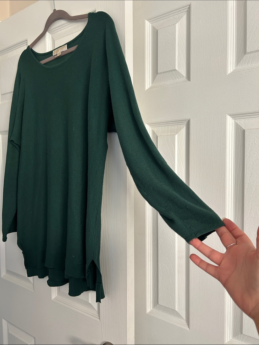 Michael Kors Green Oversized Hi Low Tunic Sweater Top L - Picture 6 of 10
